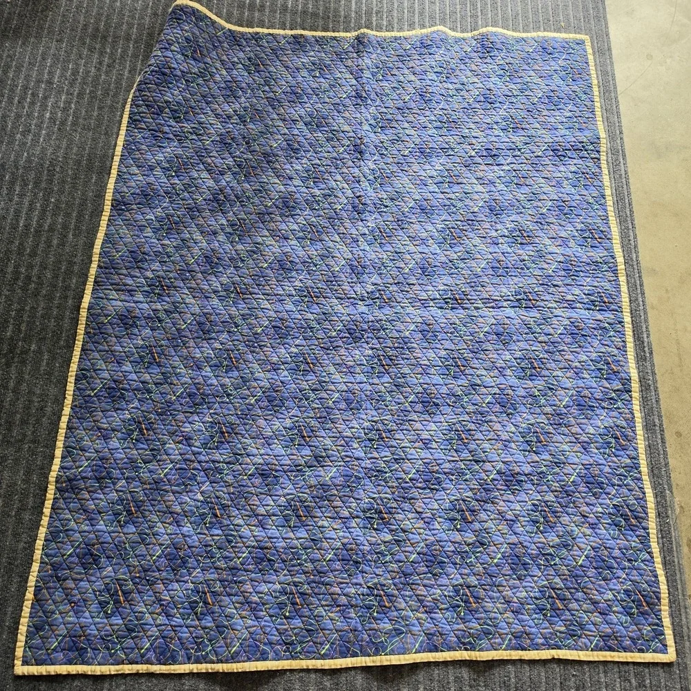 Handmade Sewing Theme Quilt Throw Blanket Scissors Spools‎ Fabric 51x40 Cottage